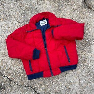 Vintage red and navy puffer jacket